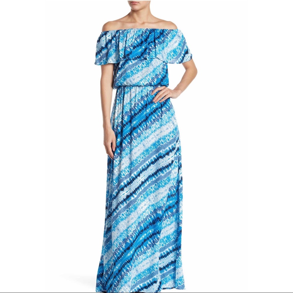 Vanity Room Off-the-Shoulder Ruffle Maxi Dress, Lg